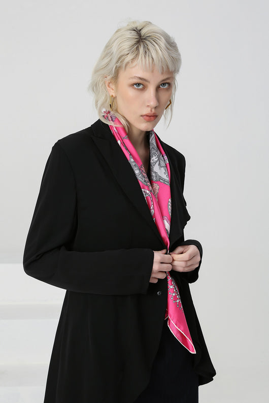 Pañuelo de Seda Estampado Fucsia - Image 12