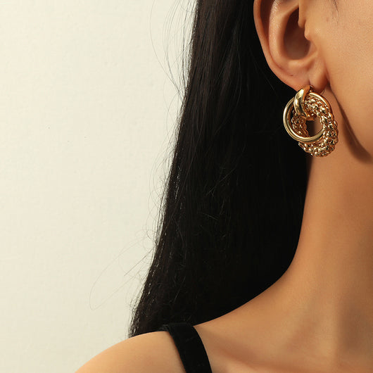 Aretes Geométricos Hueco de Aleación - Diseño Minimalista Europeo y Americano para Mujer - Image 8