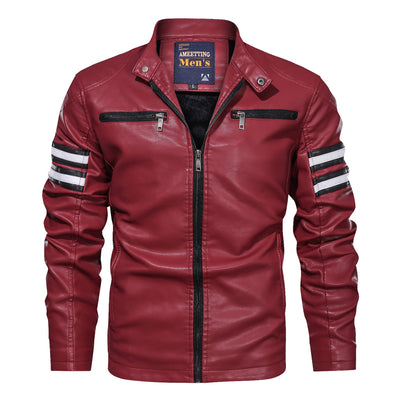 Chaqueta de Cuero para Motocicleta con Cuello Alzado - Image 17