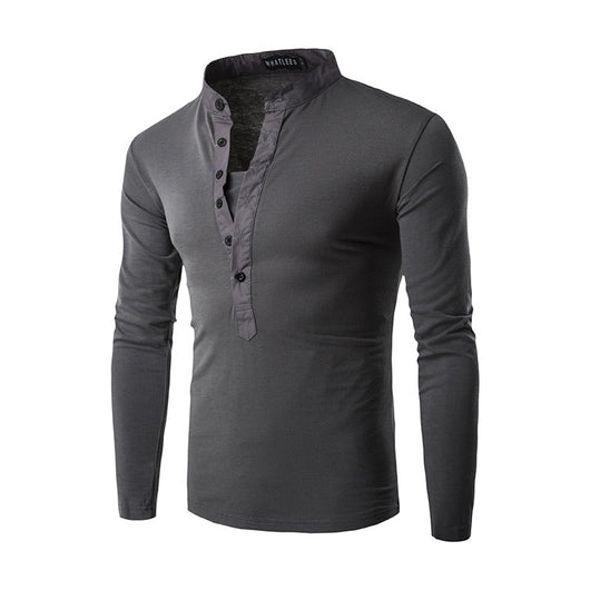 Playera Casual de Manga Larga con Botones Decorativos para Hombre - Image 3