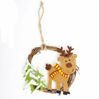 Adorno Navideño de Mimbre con Fieltro - Colgante Santa Claus y Personajes Decorativos - Image 3