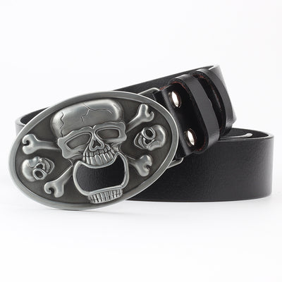 Cinturón de Cuero Puro con Diseño Calavera Casual - Image 21
