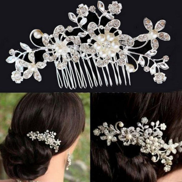 Peineta Nupcial de Perlas Europeas y Strass - Accesorios para Novia