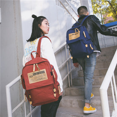 Mochila Coreana de Lona de Gran Capacidad para Viajes y Universidad