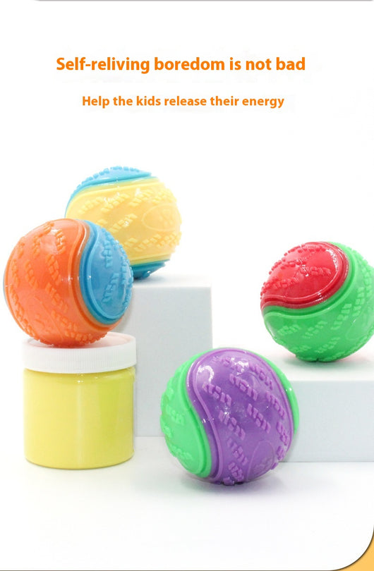 Orange and blue two-tone pet toy ball with textured surfaces for dog molar cleaning and training. - Image 18
