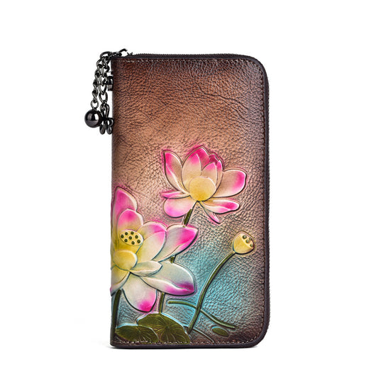 Monedero de Cuero Genuino con Cierre y Relieve Embossed para Mujer - Image 4