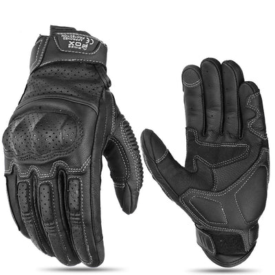 Guantes de Cuero para Motocicleta con Pantalla Táctil y Protección Anticaída - Image 13