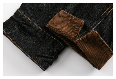 Chaqueta Denim Negra Retro Suelta para Hombre - Estilo Workwear Casual - Image 16