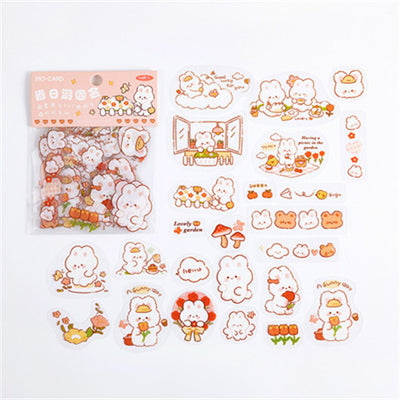Cute cartoon animal stickers featuring bears and rabbits in various daily activities, packaged and displayed. - Image 7