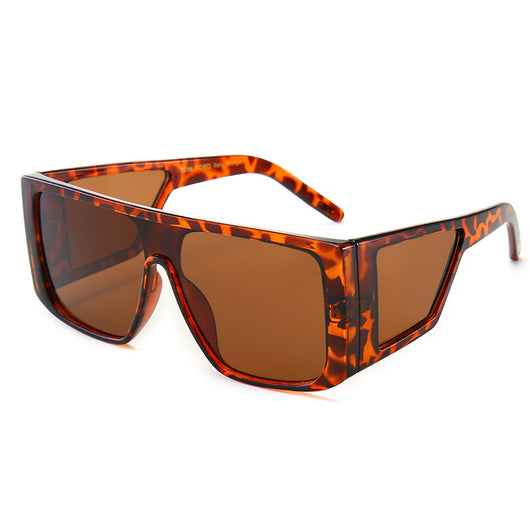 Large square-leg sunglasses with a tortoiseshell frame and brown lenses, angled on a white background. - Image 15