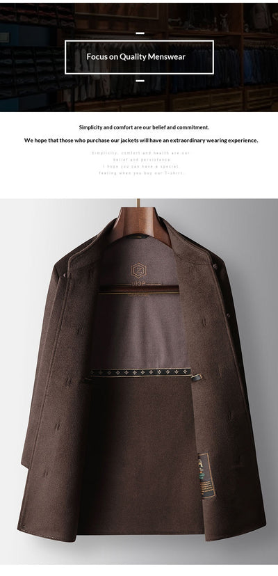 Abrigo de Lana para Hombre con Cuello Mao - Chaqueta Cálida de Estilo Asiático - Image 11