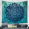 Tapiz Mandala Indio Verde Azul Floral - Manta Multiusos 210x150cm