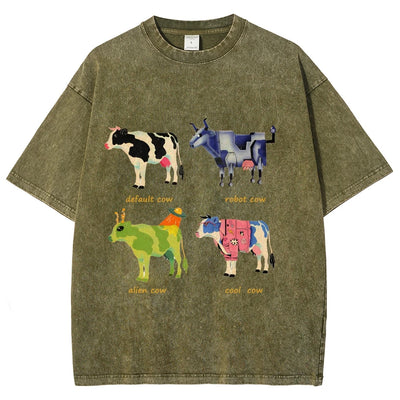 Playera Retro de Algodón con Estampado Divertido de Vaca para Hombre - Image 29