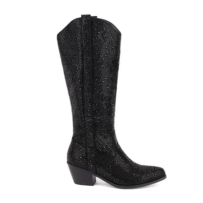 Botas Puntiagudas con Tacón Grueso y Detalles de Strass para Mujer - Image 8
