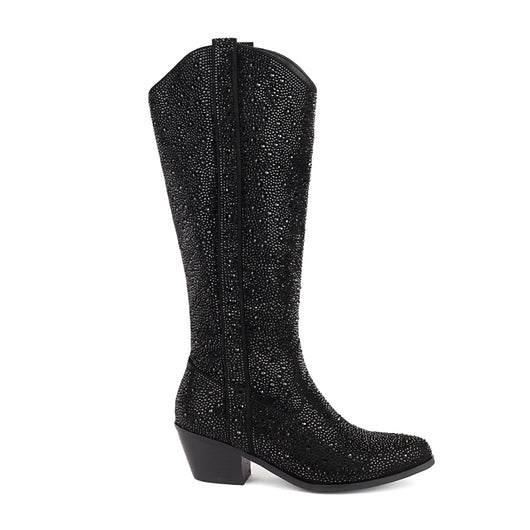 Botas Puntiagudas con Tacón Grueso y Detalles de Strass para Mujer - Image 8