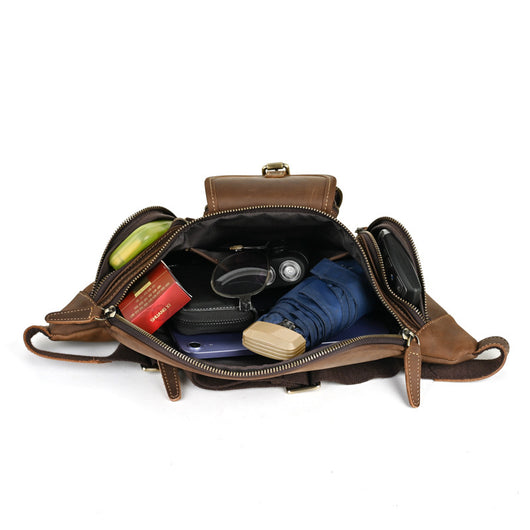 Bolso Pecho Cuero Retro Multifuncional Estilo Motociclista - Image 3