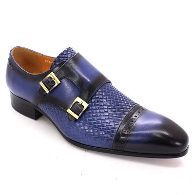 Zapatos Monk Elegantes de Cuero Azul para Hombre - Doble Hebilla Premium - Image 5