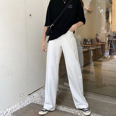 Pantalones de Cintura Alta Slim Fit con Borde Enrollado