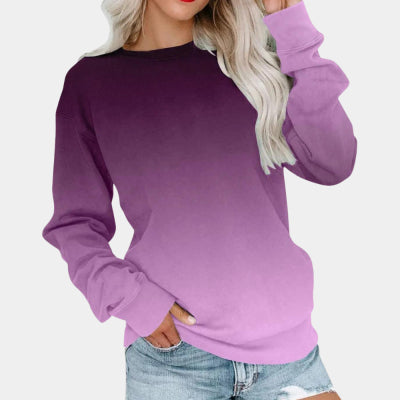 Sudadera Suelta de Color Liso con Cuello Redondo para Mujer - Image 7