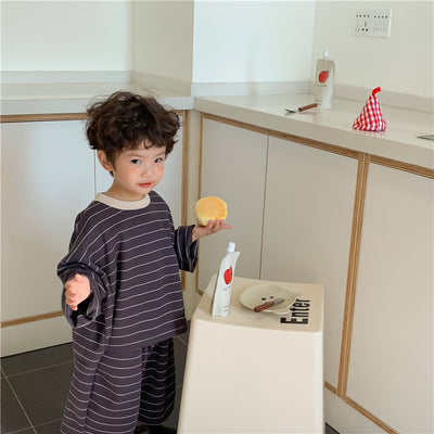 Conjunto de Dos Piezas: Sudadera Infantil a Rayas Casual - Image 5