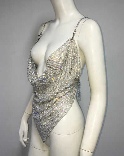 Chaleco Sexy de Cadena Metalizada con Strass y Diseño Irregular - Image 23