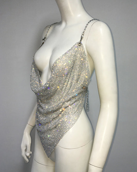 Chaleco Sexy de Cadena Metalizada con Strass y Diseño Irregular - Image 23
