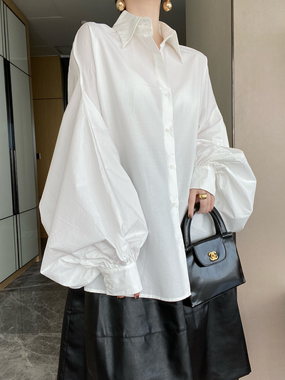 Blusa de Algodón Puro Blanca con Mangas Farol - Diseño Minimalista Versátil - Image 17