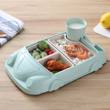Plato Infantil de Fibra de Bambú con Diseño de Carrito