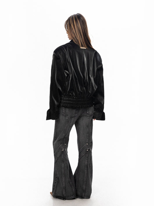 Abrigo Acolchado Negro Mate con Hombreras para Mujer - Image 10