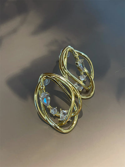 Aretes Metálicos de Diseño Irregular Europeo Americano - Image 11