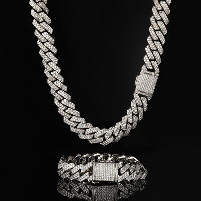 Cadena Cubana de Oro con Diamantes de Circón Doble Fila 15mm - Image 6
