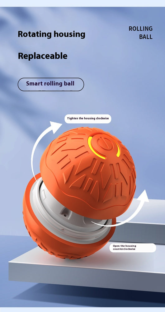 Upgraded blue electric jumping ball for pets with a yellow power button, made of chewable silicone, on a white pedestal. - Image 32