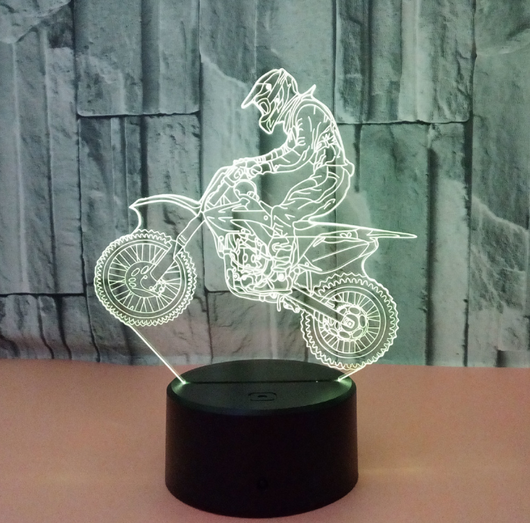 Lámpara 3D de Motocicleta con Control Remoto y 7 Colores