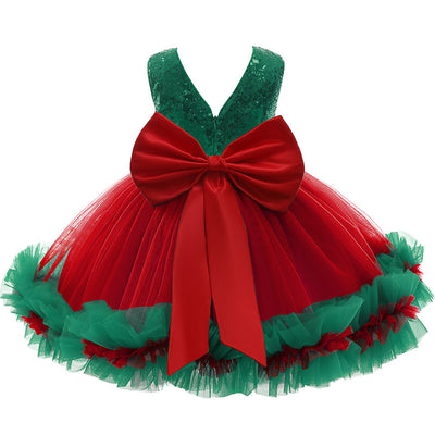 Vestido Navideño Infantil con Lentejuelas y Moño - Image 10