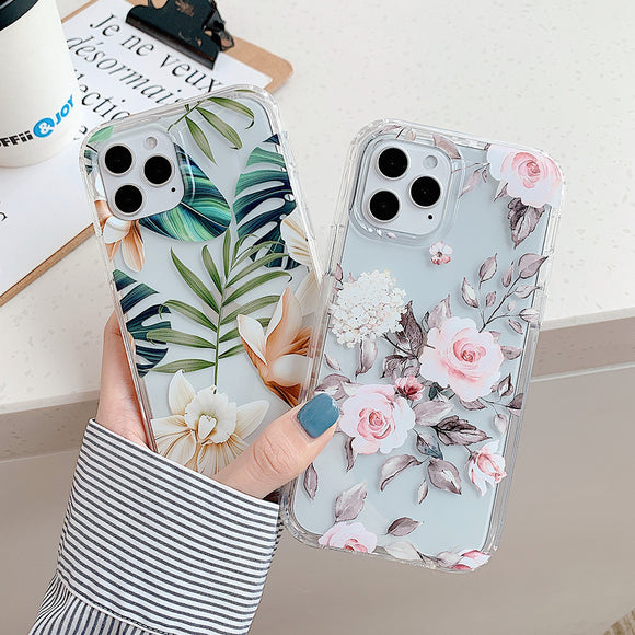Funda Protectora para Celular con Diseño de Flores Acuarela y Hojas de Plátano