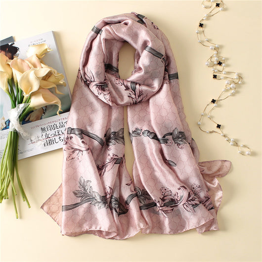 Pañuelo de Seda Estampado con Protección Solar UV