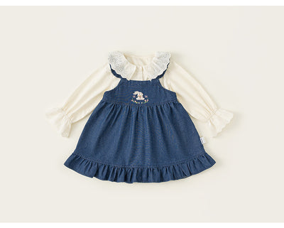 Conjunto Infantil Primavera: Blusa Denim y Falda Manga Larga - Image 16