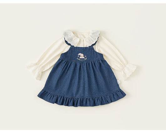 Conjunto Infantil Primavera: Blusa Denim y Falda Manga Larga - Image 16