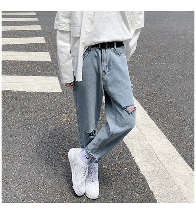 Jeans Rectos Holgados con Rotos para Hombre - Image 3