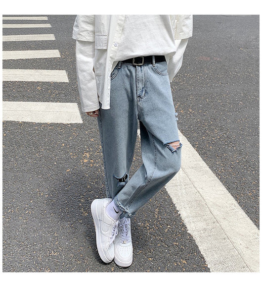Jeans Rectos Holgados con Rotos para Hombre - Image 3