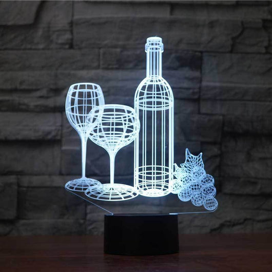 Lámpara Nocturna 3D Botella de Vino con Luz Multicolor - Image 7