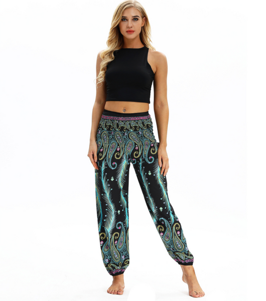 Pantalones Harem Estampados Digitales con Cintura Elástica Suelta - Image 23