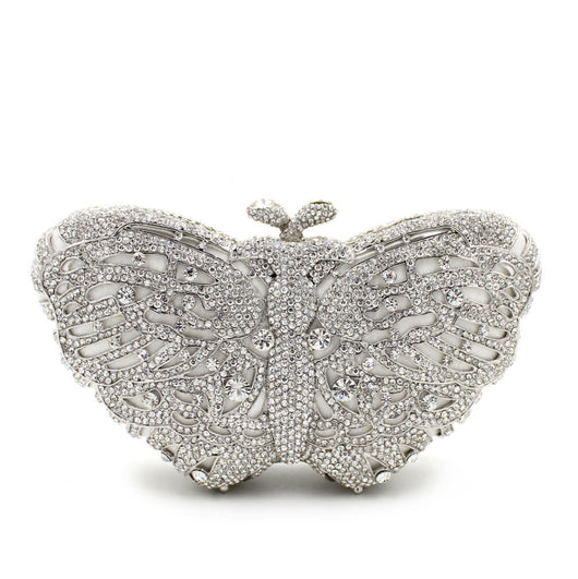 Cartera de Mano Artesanal con Mariposa de Diamantes - Image 4