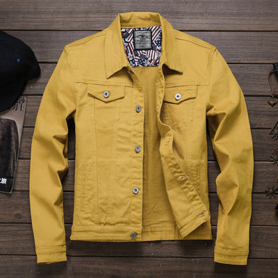 Chaqueta Vaquera Hombre Blanca Ajustada Estilo Coreano - Image 10