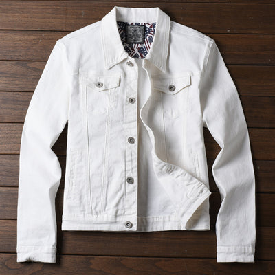 Chaqueta Vaquera Hombre Blanca Ajustada Estilo Coreano