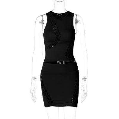 Vestido Liso sin Mangas Cuello Redondo - Image 5
