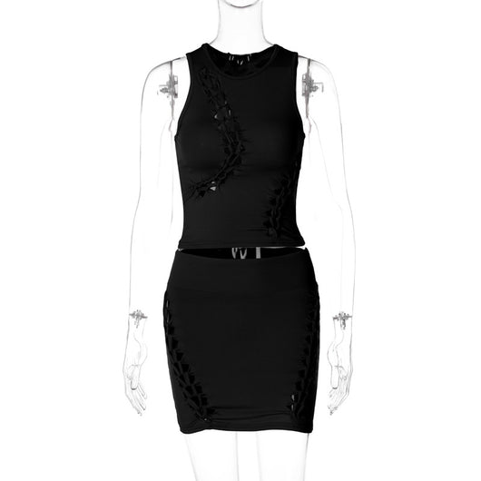 Vestido Liso sin Mangas Cuello Redondo - Image 5