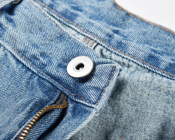 Hip-Hop Vintage Light Blue Retro Dad Jeans with Utility Details
