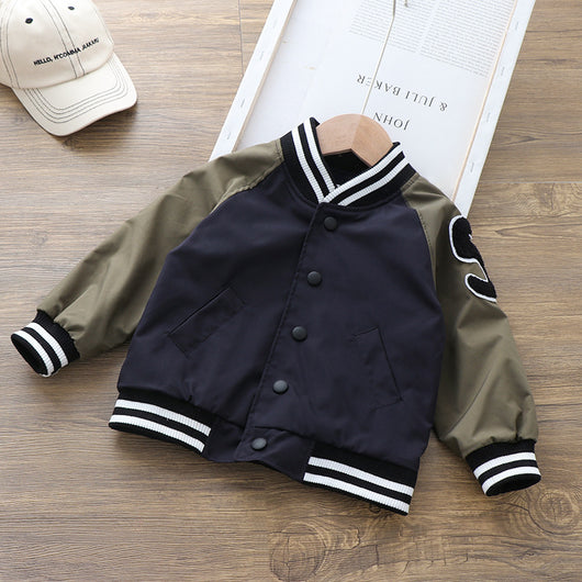 Chaqueta Deportiva de Cuello Mao para Niños - Estilo Béisbol Clásico - Image 3