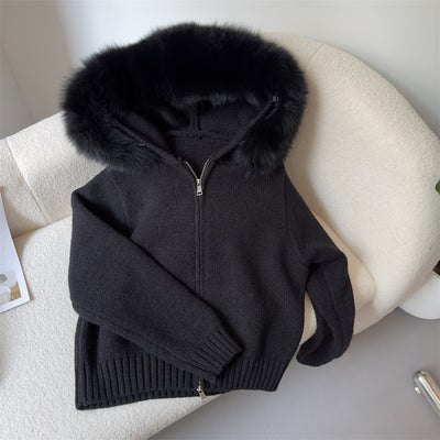 Abrigo de Primavera para Mujer con Cuello de Zorro Real y Capucha - Image 21